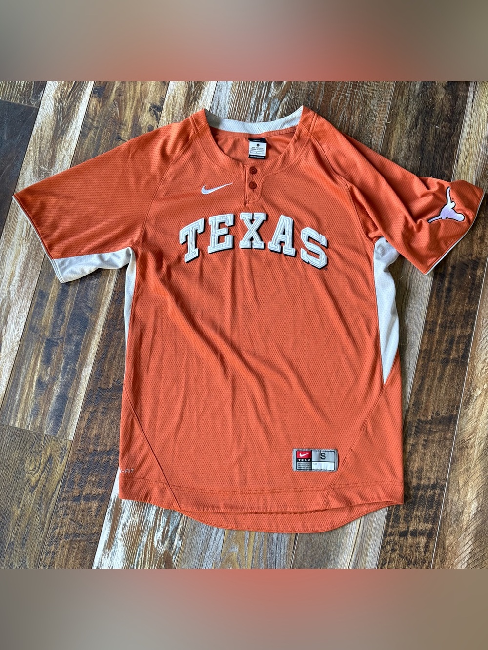 Nike Texas Longhorns 2-Button Baseball Jersey Men's Size S Burnt Orange VTG